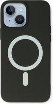 Casemania Hoesje Geschikt voor Apple iPhone 14 Zwart - Magnetische Siliconen Back Cover