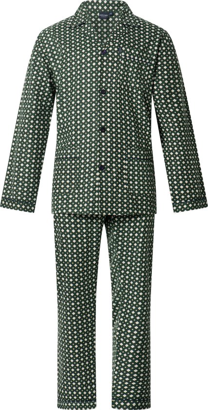 Heren pyjama flanel van Gentlemen aangeruwd groen 9442 56