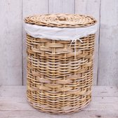 Panier à linge rond-Avec sac intérieur-Avec Couvercle-Reed-Rotin-Naturel-Dia46xH60 cm