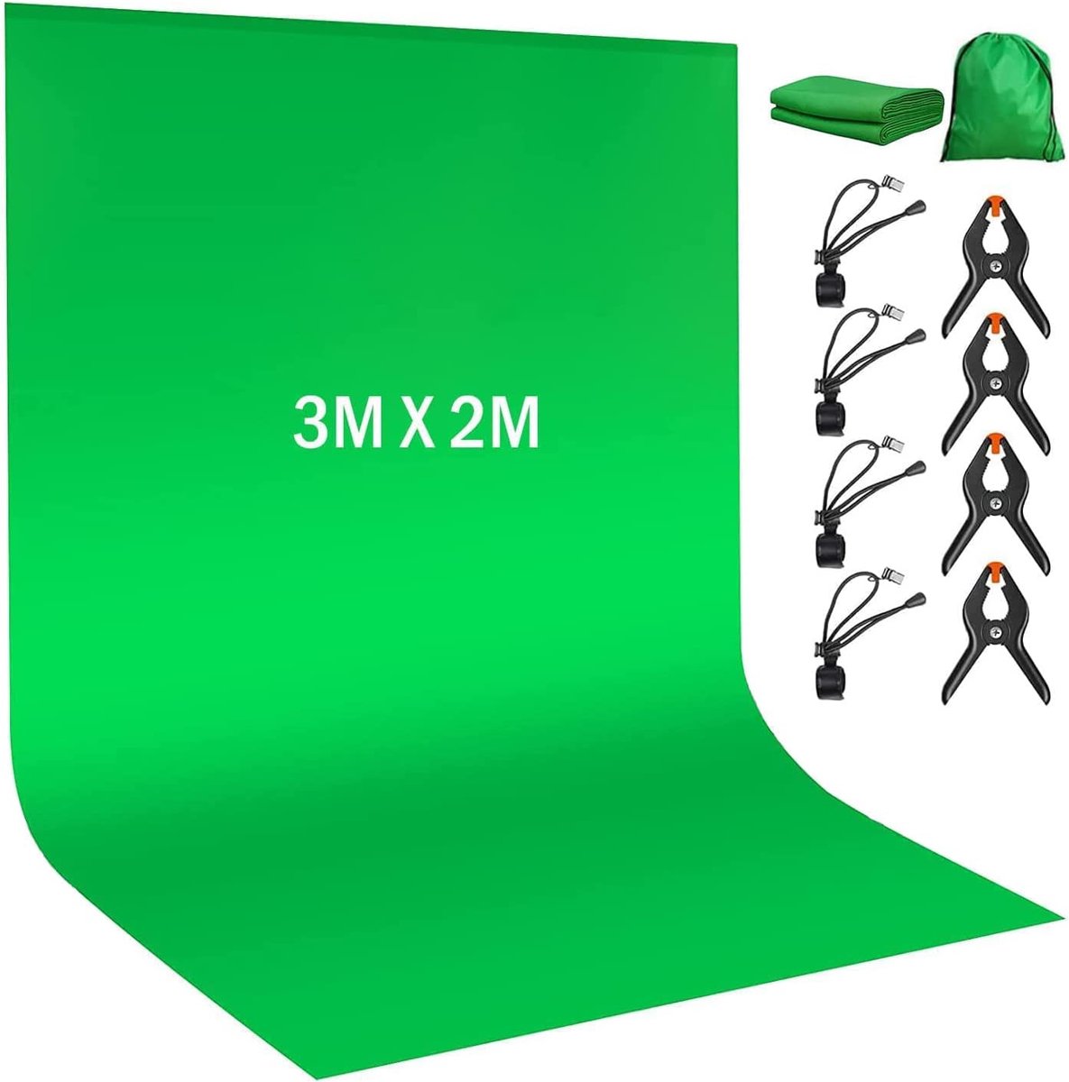 Greenscreen, Moseem achtergrond voor fotografie, 3 x 2 m, groene