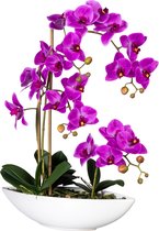 Kopu® Kunstbloem Orchidee 60 cm Roze met Schaal Ovaal - Phalaenopsis