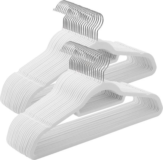 MIRA Home - Kledinghangers - Hanger - Wit - ABS/Fluweel - ‎45x0.6x23.5cm