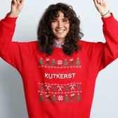 Foute Kersttrui Candy Cane - Met tekst: Kutkerst - Kleur Rood - ( MAAT 3XL - UNISEKS FIT ) - Kerstkleding voor Dames & Heren