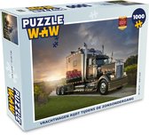 Puzzel Vrachtwagen rijdt tijdens de zonsondergang - Legpuzzel - Puzzel 1000 stukjes volwassenen