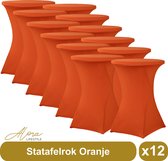 Alora Statafelrok oranje 80 cm per 12 - Alora tafelrok voor statafel - Statafelhoes - Bruiloft - Cocktailparty - Stretch Rok - Set van 12