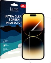 Lunso - Geschikt voor iPhone 14 Pro - Duo Pack (2 stuks) Beschermfolie - Full Cover Screenprotector