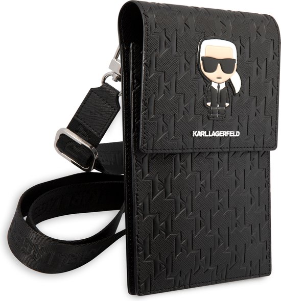 Karl Lagerfeld Universal phone pouch Monogram Zwart