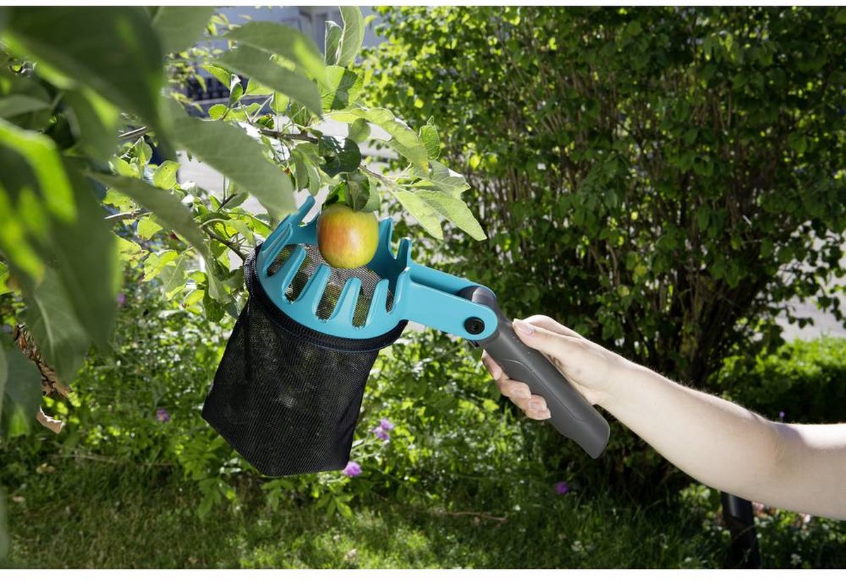 Fruitplukker met telescoopsteel & katoenen zak, appelplukker van roestvrij staal, fruitverzamelaar voor zacht plukken