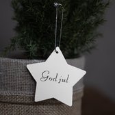 Storefactory "God Jul" étoile en métal - Pendentif de Noël - blanc - 7x7 cm - "Merry Christmas"