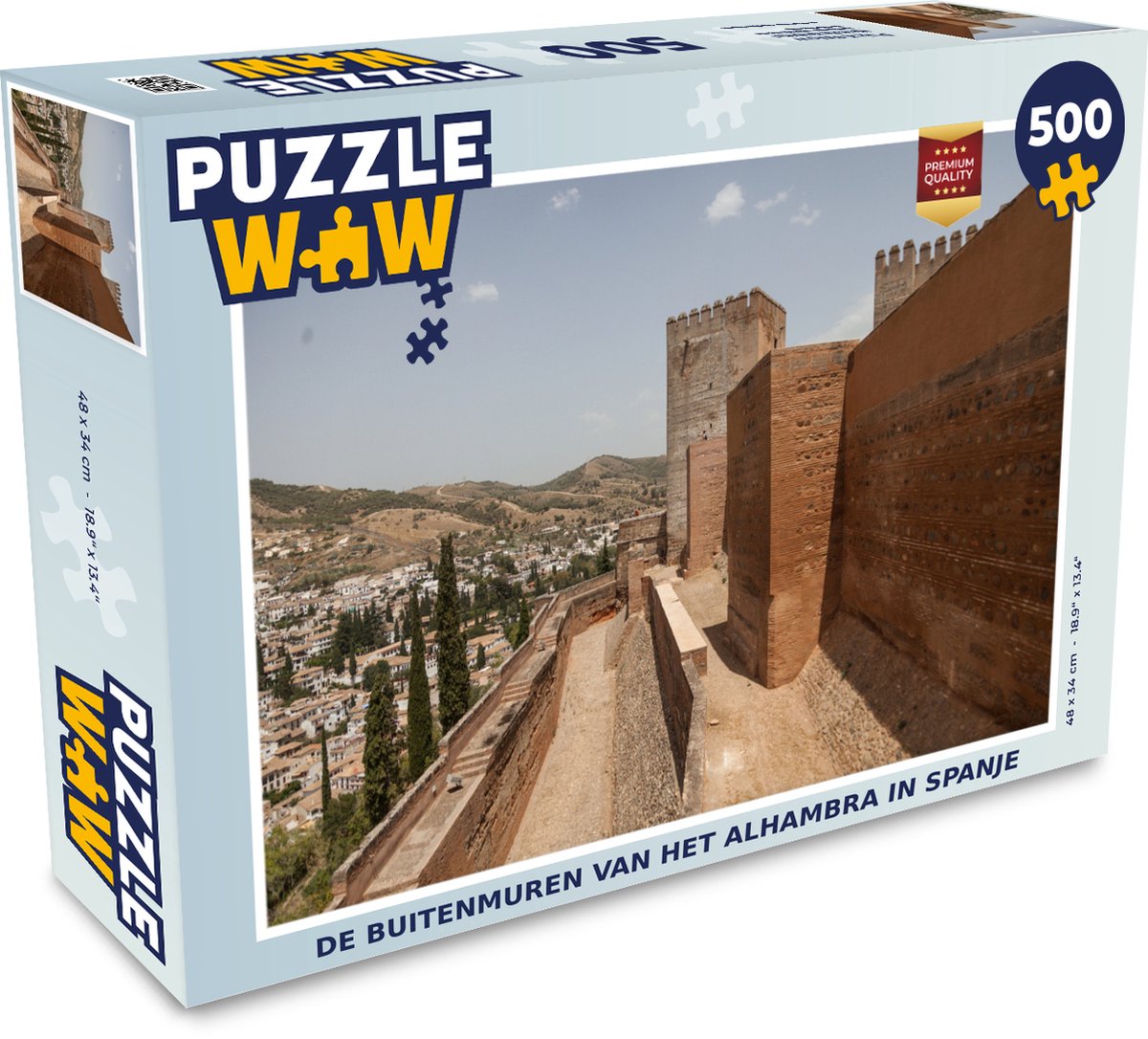 Puzzel De buitenmuren van het Alhambra in Spanje - Legpuzzel - Puzzel 500 stukjes - PuzzleWow