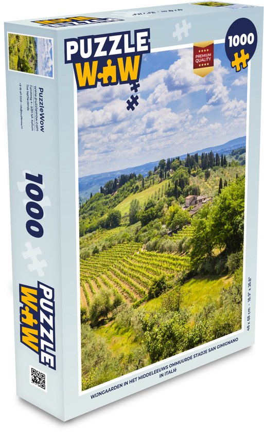 Puzzle Vignobles dans la ville médiévale fortifiée de San Gimignano en Italie - Puzzle - Puzzle 1000 pièces adultes - Sinterklaas présente - Sinterklaas pour les grands enfants