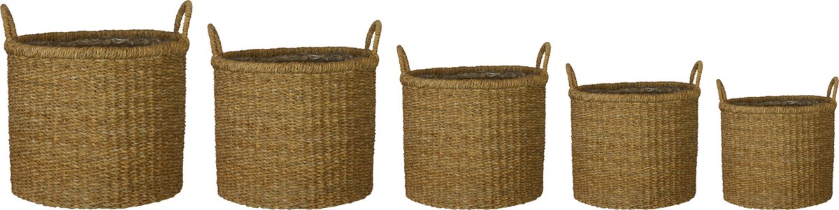 Dijk Natural Collections - Basket seagrass nature with plastic 38x32cm S-5 - Natuurlijk