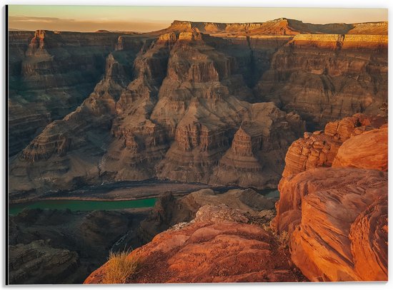 WallClassics - Dibond - Foto van Nationaal Park Grand Canyon - 40x30 cm Foto op Aluminium (Wanddecoratie van metaal)