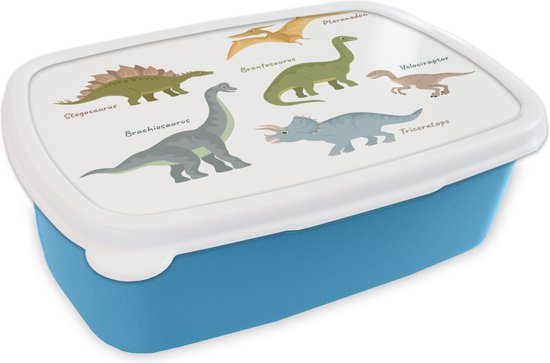 Broodtrommel Blauw - Lunchbox - - Dino's - Jura Kinderkamer - 18x12x6 cm -... | bol.com