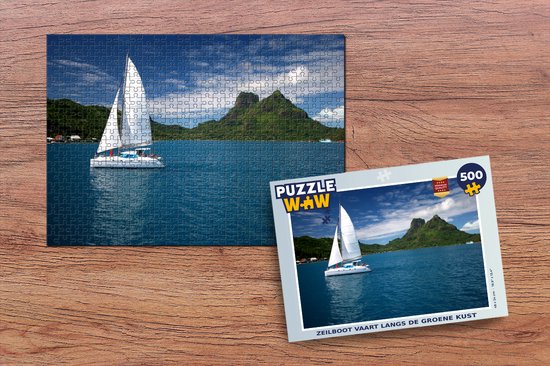 Puzzle Voilier navigue le long de la côte verte - Puzzle - Puzzle 500 pièces
