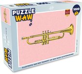 Puzzel Illustratie van een trompet op een roze achtergrond - Legpuzzel - Puzzel 1000 stukjes volwassenen