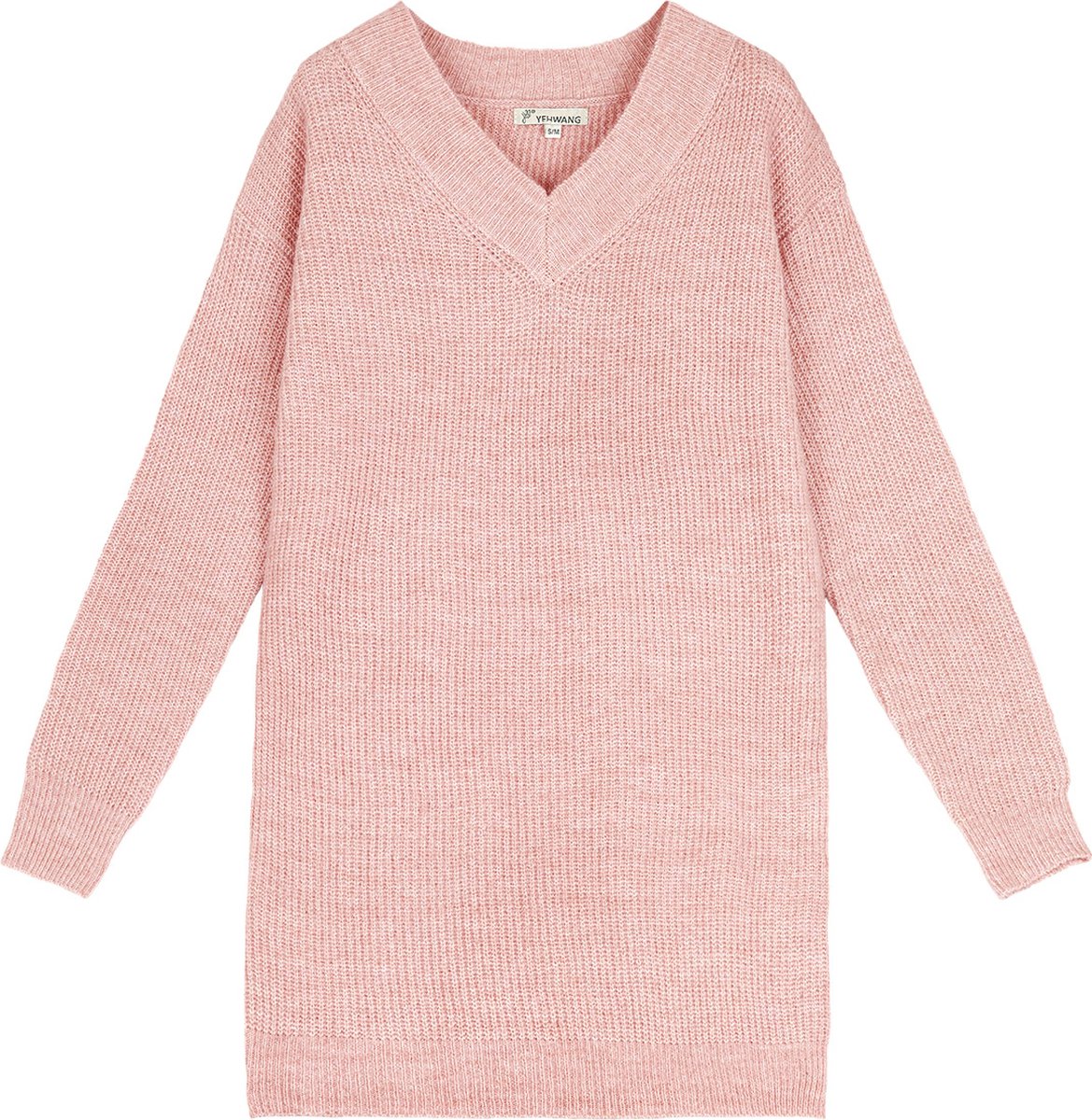Roze Sweater Dress Wol - Maat ML - Sweater Jurk - Dames Jurken - Lange Sweaters - Roze