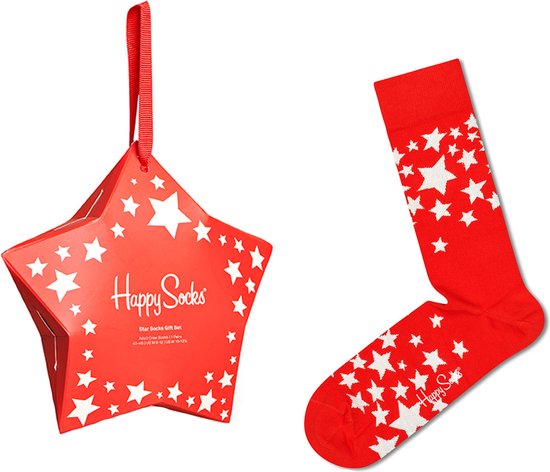 Happy Socks Stars Gift Box (1-pack) - rode kerstster om op te hangen - Unisex - Maat: 41 - 46