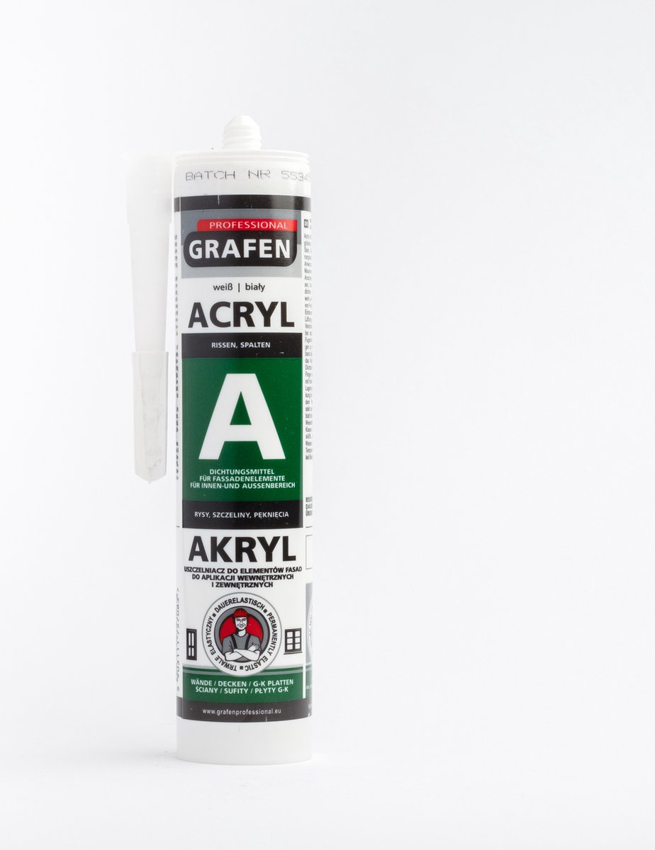 GRAFEN PROFESSIONAL - Acrylaatkit - Wit - 300 ml - Voor Binnen & Buiten