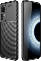 Mobigear Hoesje geschikt voor Xiaomi 12T Telefoonhoesje Flexibel TPU | Mobigear Racing Backcover | 12T Case | Back Cover - Zwart