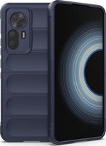 Mobigear Hoesje geschikt voor Xiaomi 12T Telefoonhoesje Flexibel TPU | Mobigear Bumpy Backcover | 12T Case | Back Cover - Donkerblauw