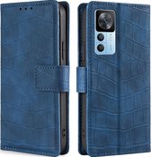 Mobigear Croco Phone Case adapté pour Xiaomi 12T Cover Bookcase Wallet - Blauw