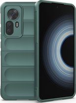 Mobigear Hoesje geschikt voor Xiaomi 12T Telefoonhoesje Flexibel TPU | Mobigear Bumpy Backcover | 12T Case | Back Cover - Groen