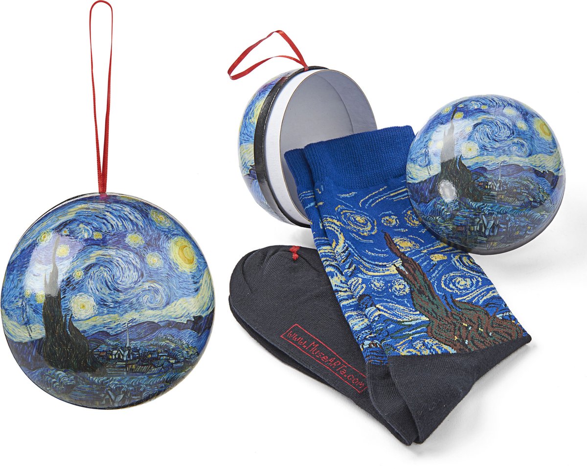 MuseARTa Gift Ball Kerst Sokken - Vincent van Gogh - Starry Night - Maat 40-46