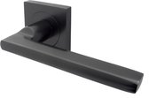 Deurklink Rome - Zwart - Op vierkant rozet - Per paar - Inclusief bevestigingsmateriaal - Mat zwarte deurkruk