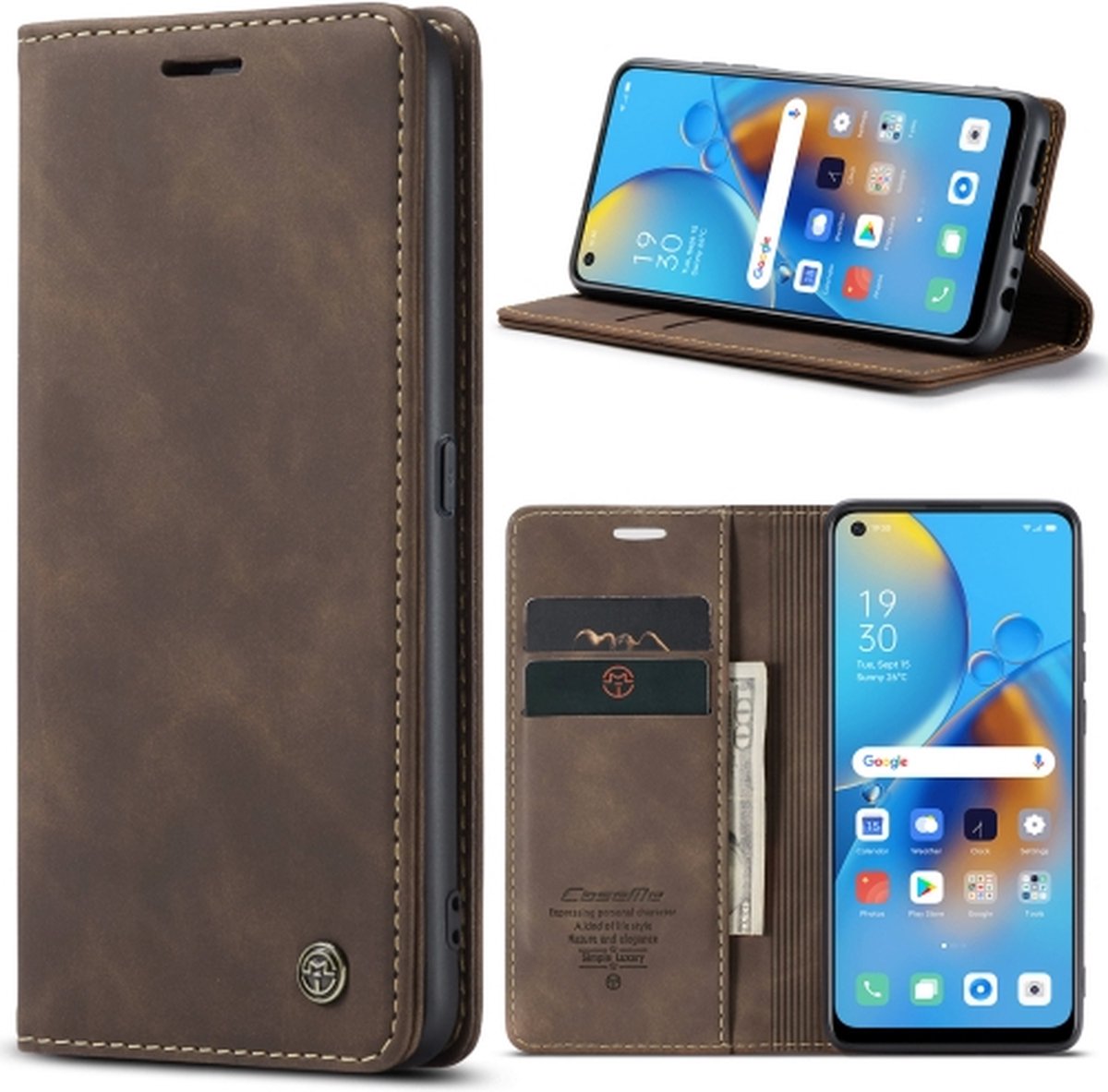 CaseMe - Telefoonhoes Geschikt voor: OPPO F19/F19S/A74 4G/A95 4G/Reno6 Lite 4G Global (koffie)