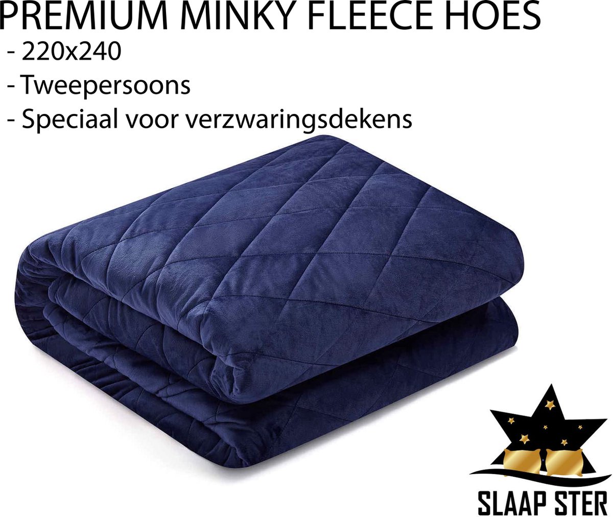 Verzwaringsdeken Hoes warm winter Blauw – minky fleece - Geschikt voor iedere SlaapSter verzwaringsdeken - 220x240