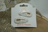 Klik klak glitter – Wit – Set van 2 – Kerst - haarclip - Bows and Flowers