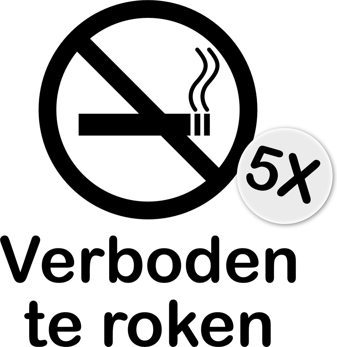 Niet roken sticker | Zwart | Verboden te roken sticker 5 stuks | 12cm x ...