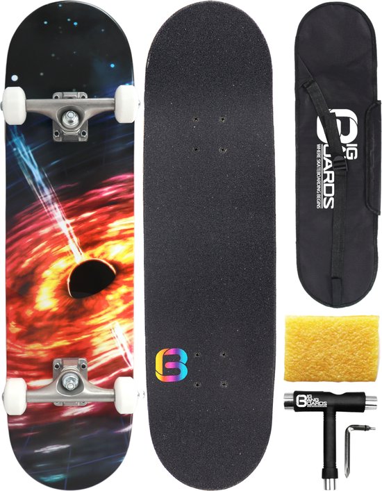 Big Bang Boards® PRO Black Hole Edition – Skateboard avec sac et