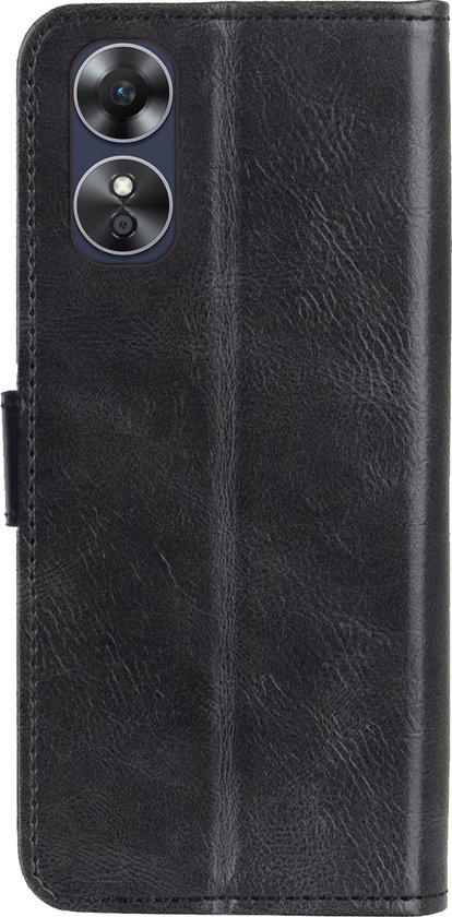 OPPO A17 Cover Bookcase Flip Case Book Cover With Screen Protector - OPPO A17 Case Book Case - Zwart