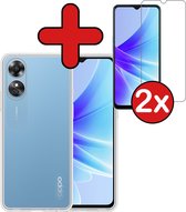 Coque OPPO A17 Housse en Siliconen avec 2x protecteur d'écran - Coque OPPO A17 Housse Siliconen - Transparent