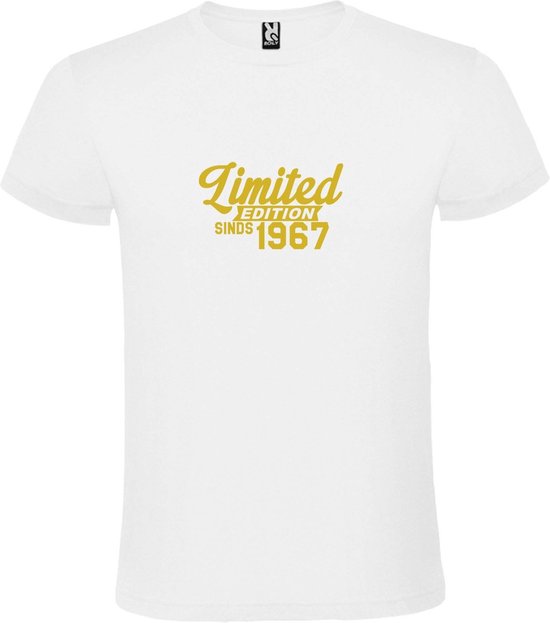 Wit T-Shirt met “ Limited edition sinds 1967 “ Afbeelding Goud Size XXXXL