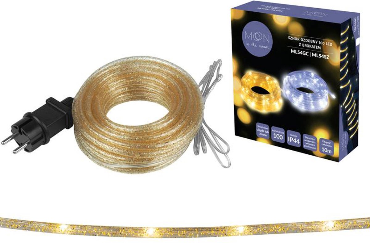Moon in the Room - Decoratiesnoer - Kerstverlichting 100 LED's - Warm wit - 10 m - Gold met glitter