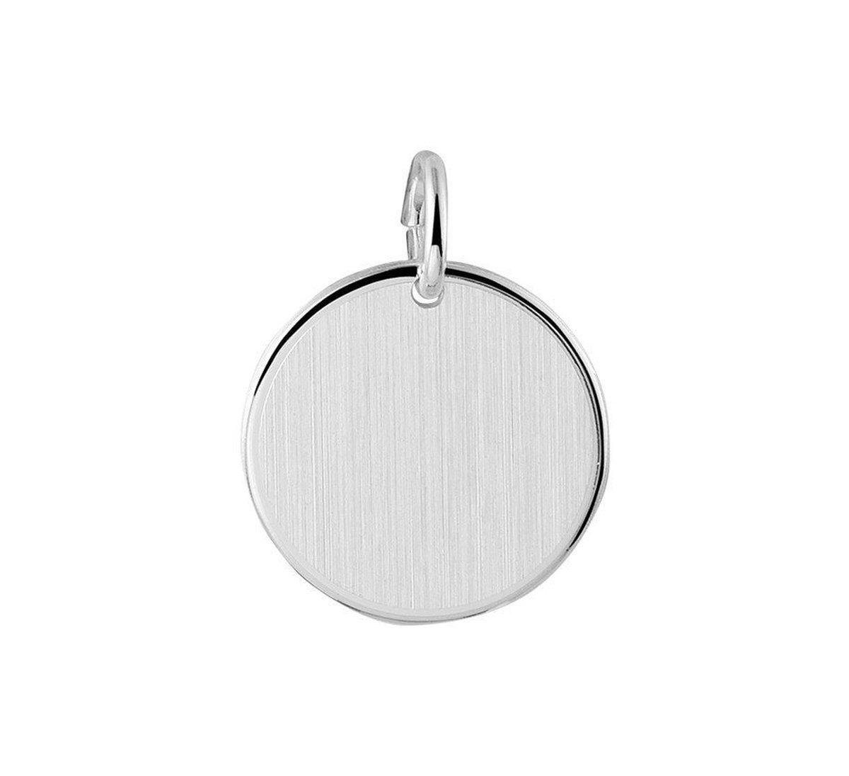 Zilveren Graveerhanger rond gediamanteerd 1021130