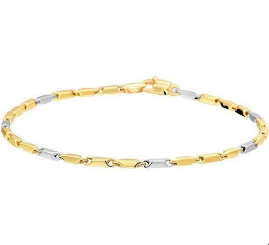Bicolour gouden armband 1,9 mm 18 cm