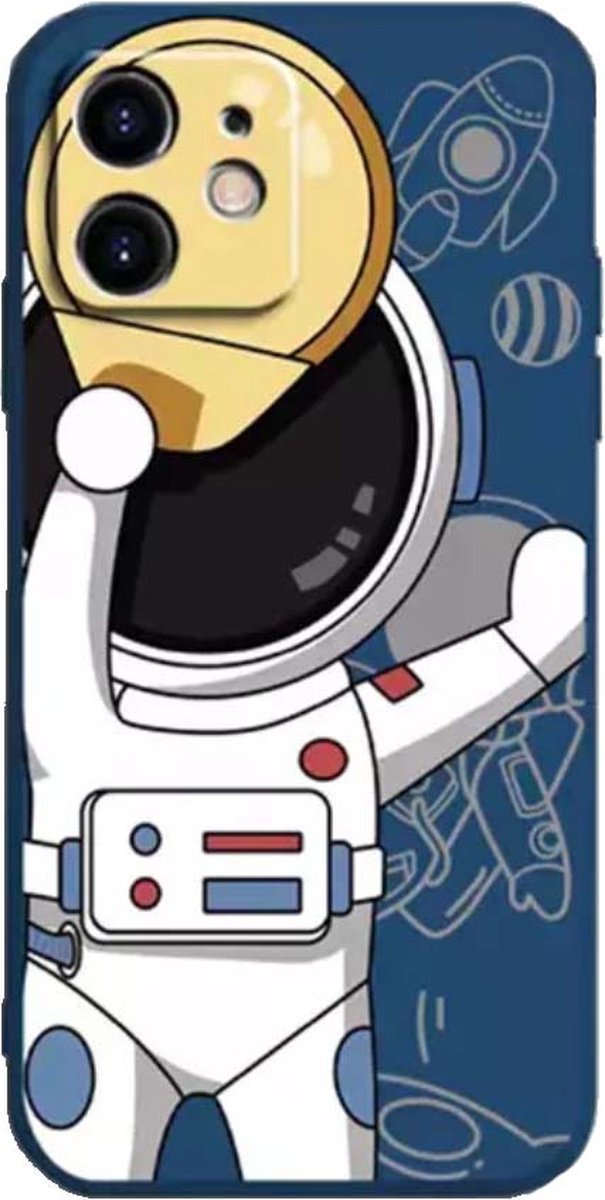 Smartphonica iPhone 12 hoesje TPU met astronaut opdruk - blauw geschikt voor iPhone 12