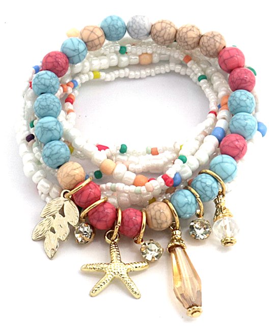 Set Bracelets Superposés - Perles de Verre et Étoile de Mer - Breloques -  Multicolore | bol.com