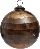 PTMD Kerstbal glas oxide bruin mat en glanzend M - 12 cm rond - PTMD Xmas Arwen oxidised brown glass ball