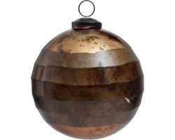 PTMD Kerstbal glas oxide bruin mat en glanzend M - 12 cm rond - PTMD Xmas Arwen oxidised brown glass ball