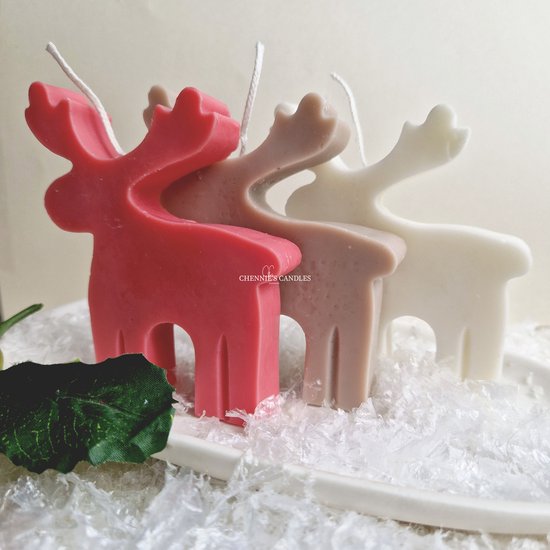 Chennies candles - Handgemaakte kerst rendier - Kerstgift - Kerstkaars - Kerstcadeau