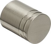 Eindknop Cilinder voor 20 mm gordijnroede RVS kleur 2 stuks