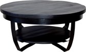 Salontafel Sandy zwart 70 cm - industrieel - duurzaam - massief - hout van Mangohout - Bijzettafel - Ronde Tafel - Eettafel