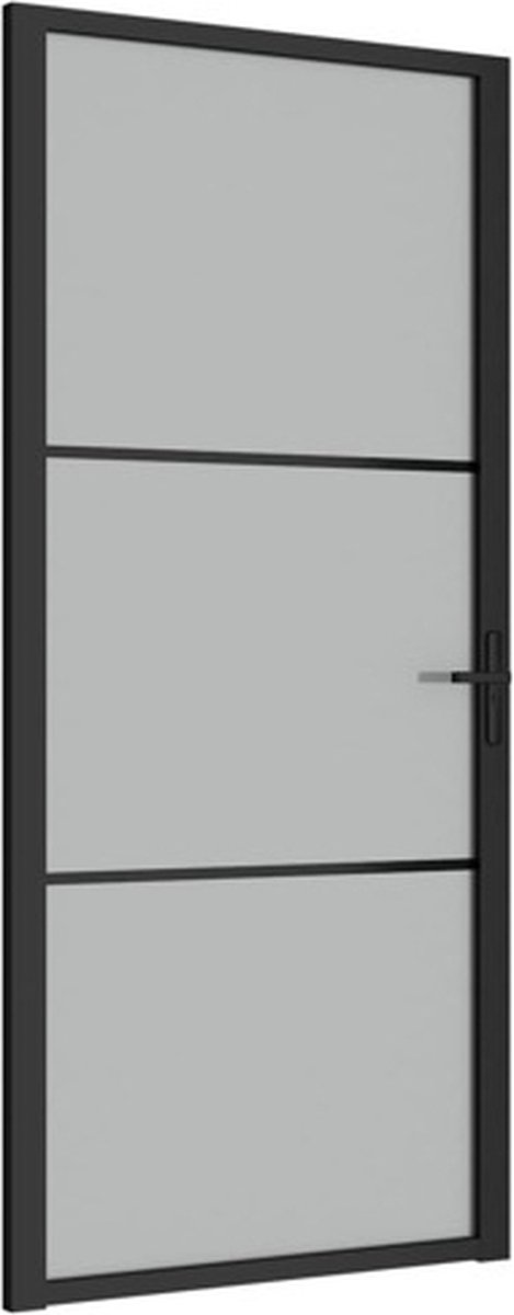 vidaXL - Binnendeur - 93x201,5 - cm - matglas - en - aluminium - zwart