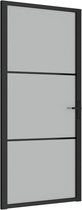 vidaXL - Binnendeur - 93x201,5 - cm - matglas - en - aluminium - zwart