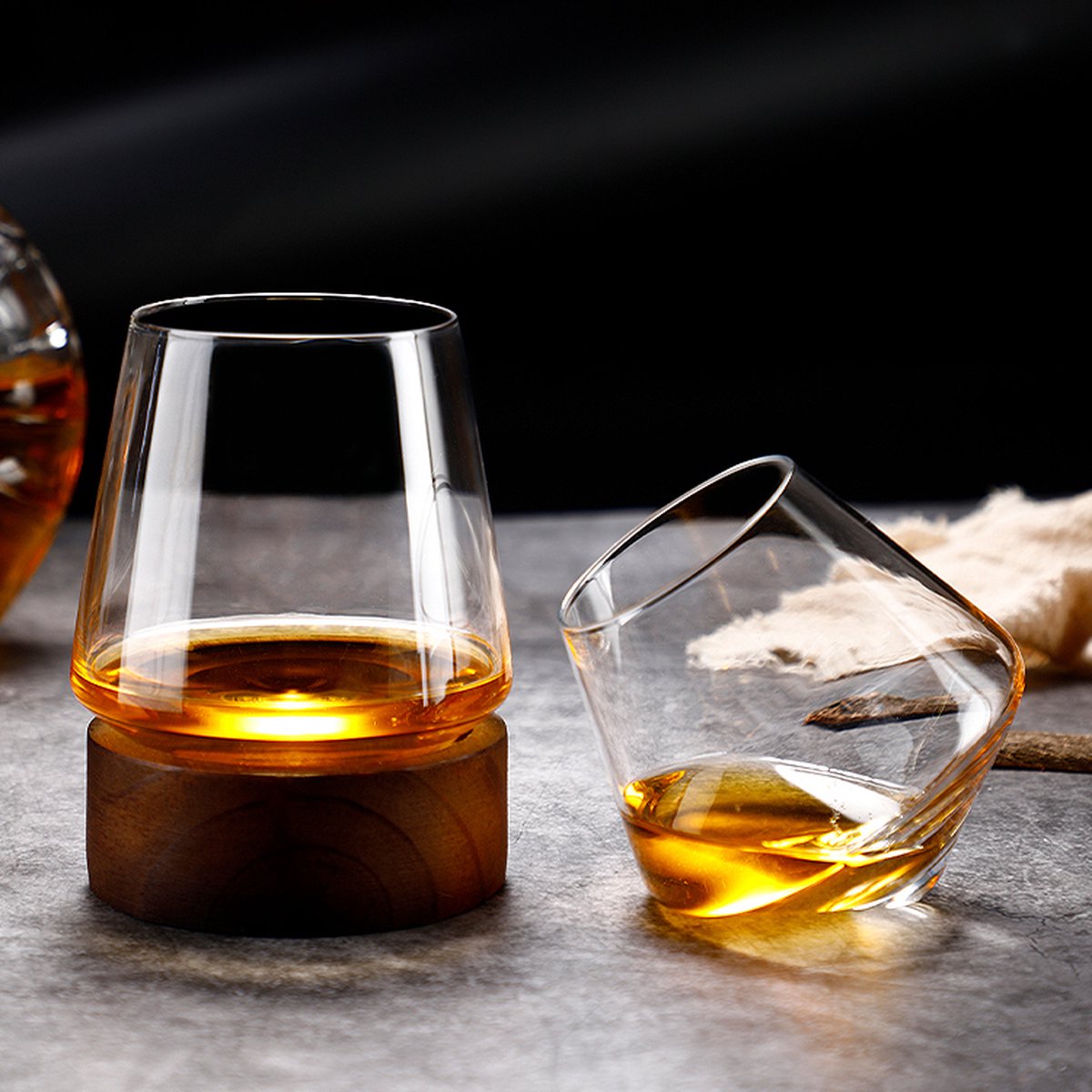 Chefs Cuisine whiskey glas – whiskey glazen set – cocktail glazen - whiskey set - whiskey stenen - incl. 2 glazen met houder & whiskey stenen set